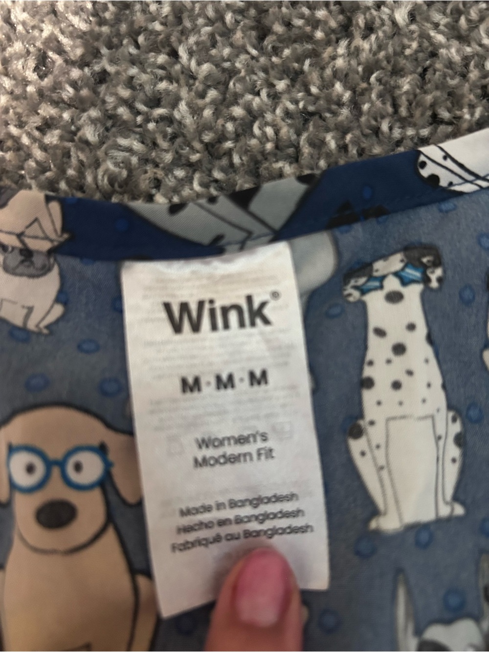 Wink Blue Dog Print Short Sleeve Top